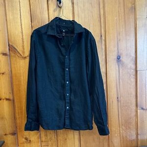 BR Banana Republic Men’s Black 100% Linen Long Sleeved Button Down Shirt Size L